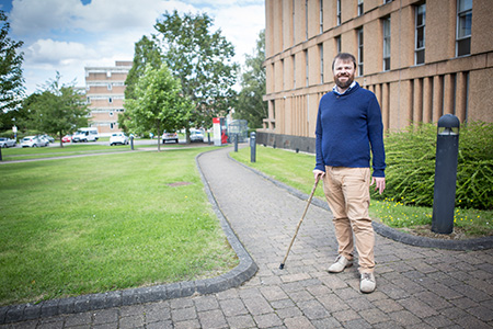 James Church outside the University reception