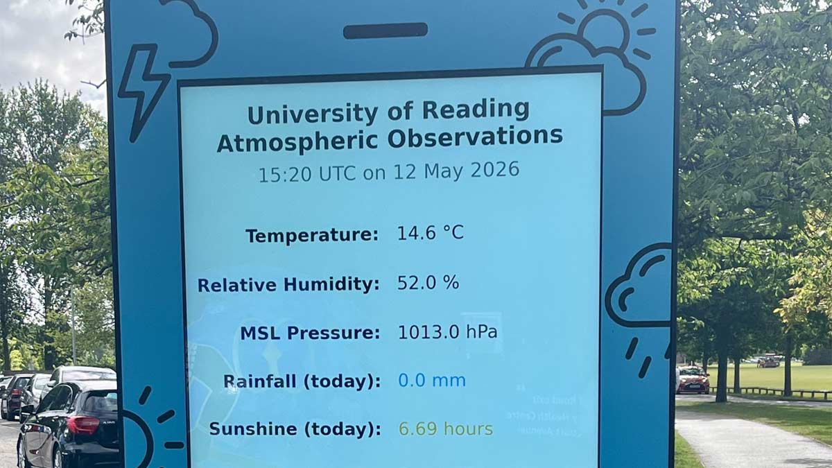 Digital Weather and Climate Display shows data from the Atmospheric Observatory on Whiteknights campus